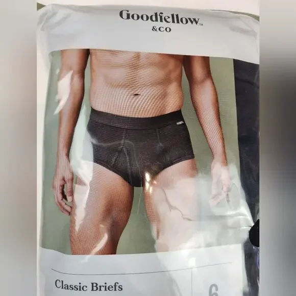 Goodfellow New Package 6 Black Mens Briefs Classic Fit Full Rise Tag Free XXL - Picture 2 of 9
